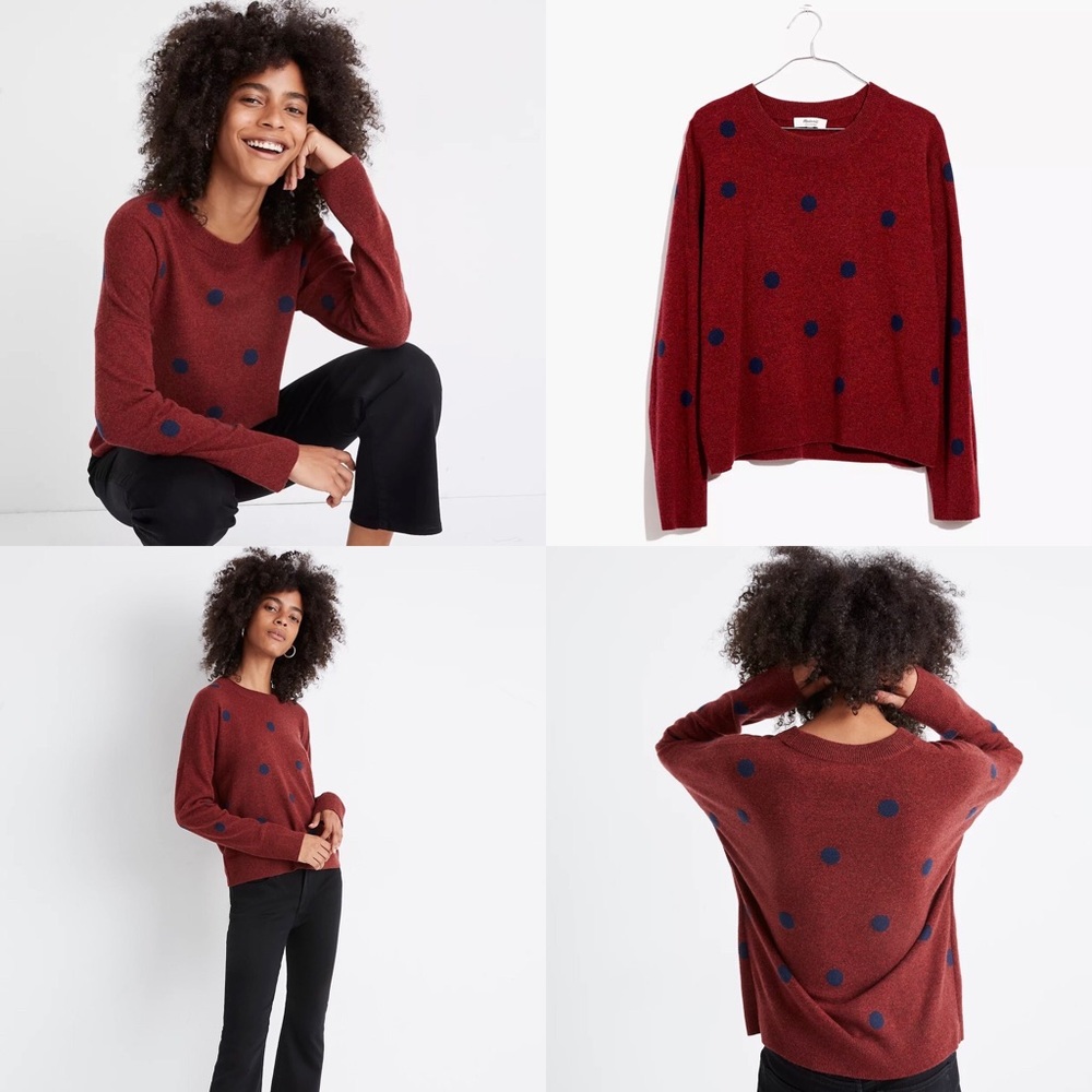 Madewell Women's Red Polka Dot Sweater